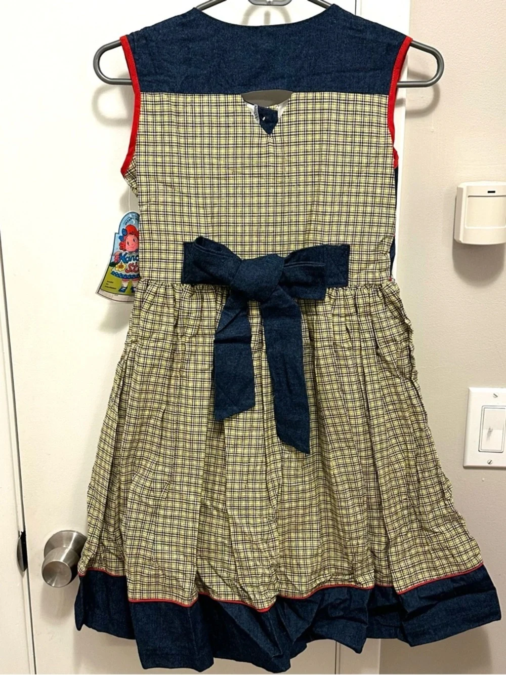 Vintage Narci Stell Sleeveless Patchwork Plaid Denim Flower Dress Girls 10